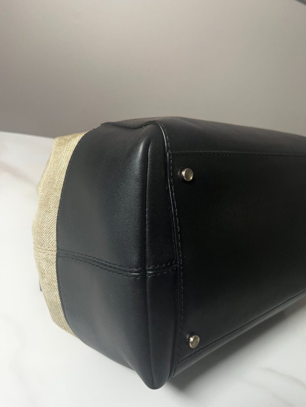 Kate Spade Charlotte Street Large Sloan Black Natural Storybook Satchel - Picture 9 of 14